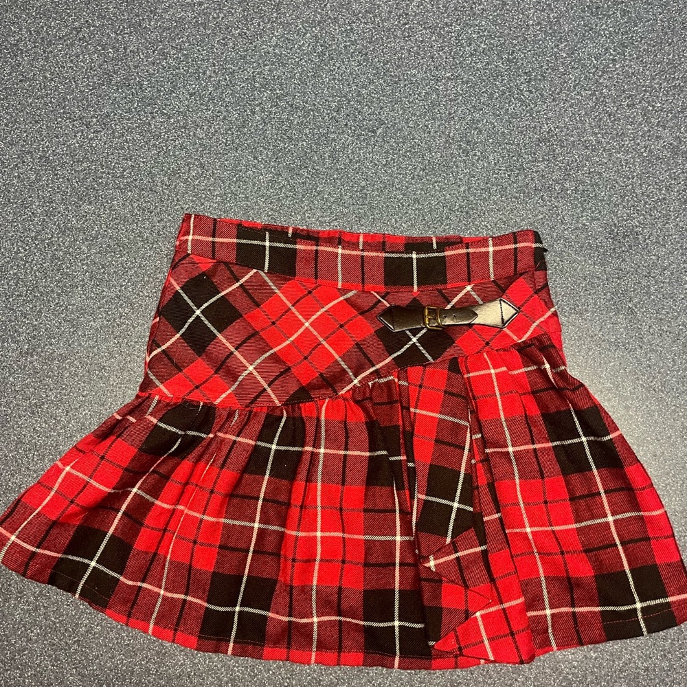Place Red Skater Mini Skirt with Tie Front